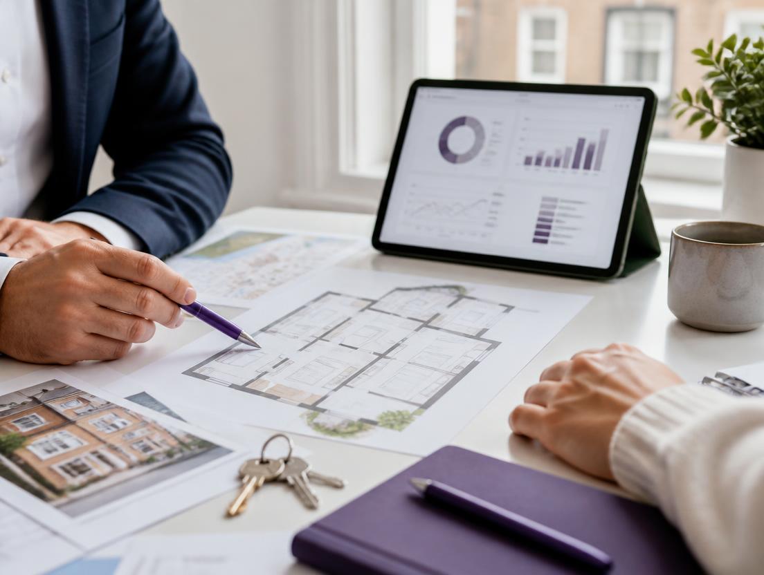 Property investors reviewing floorplans and deal figures